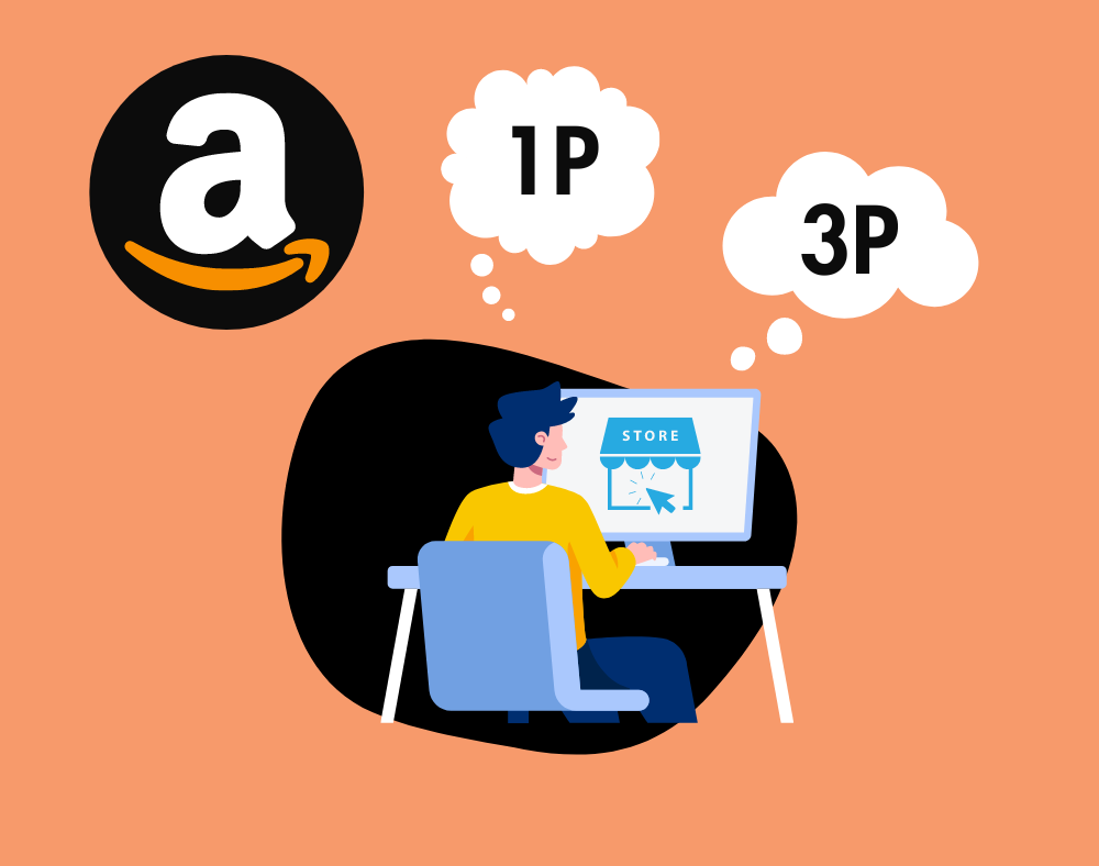 1p selling vs 3p selling on Amazon concept